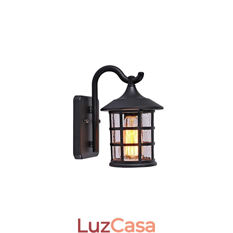 Luminária de parede externa antiga de ferro rústico à prova d'água, luz de lanterna vintage, enferrujada, preta fosca, arandela de parede para corredor