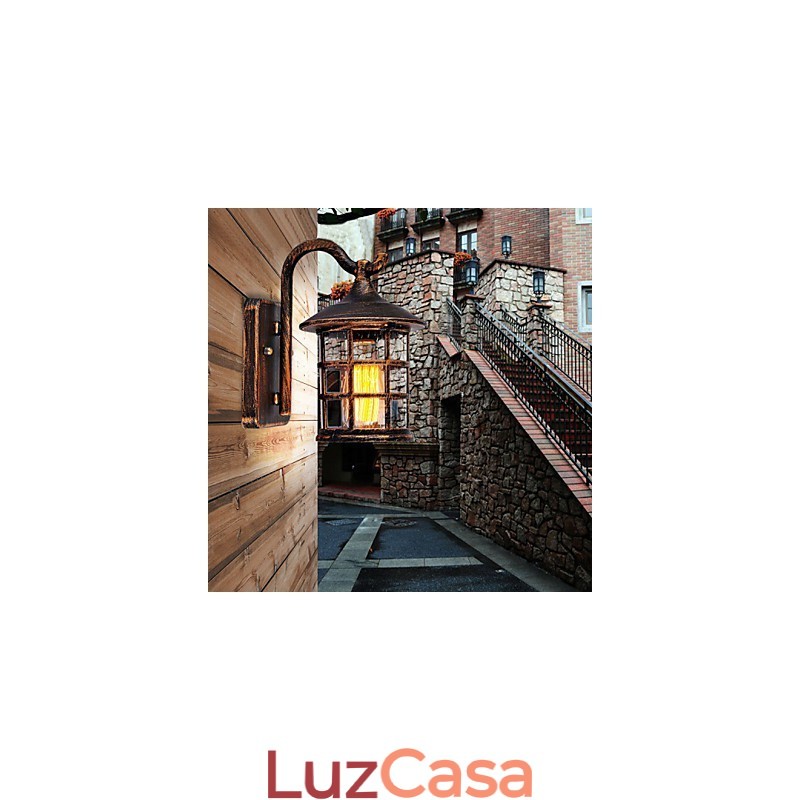 Luminária de parede externa antiga de ferro rústico à prova d'água, luz de lanterna vintage, enferrujada, preta fosca, arandela de parede para corredor