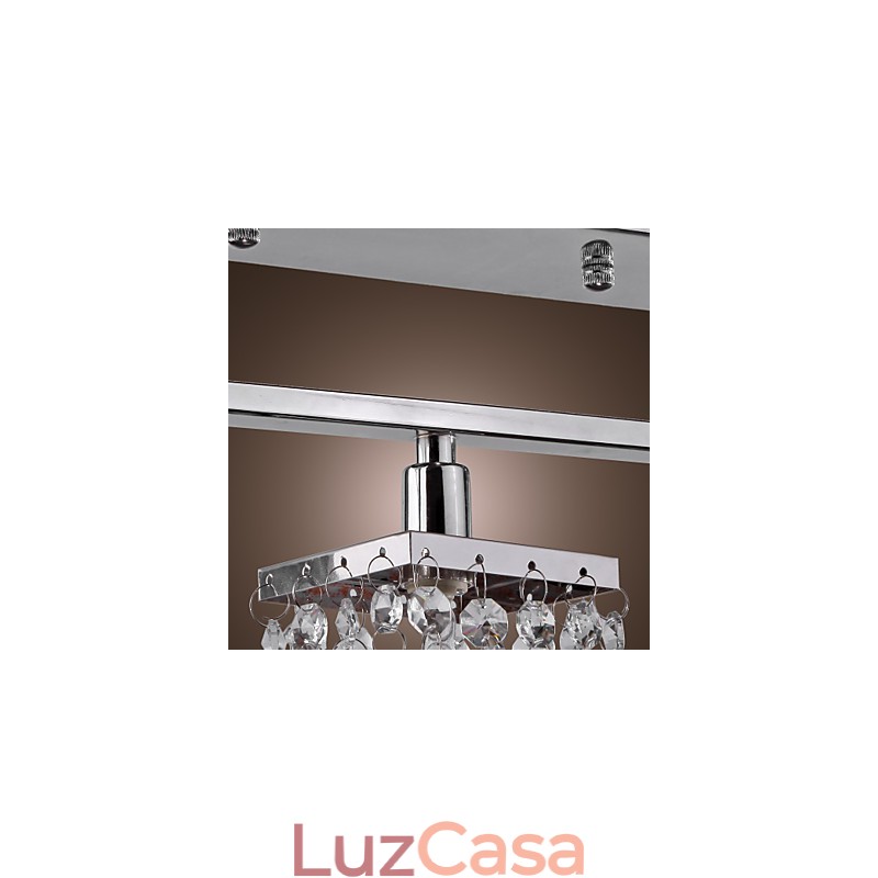 Lustre Linear Ilha Luz Cristal 3 Luzes