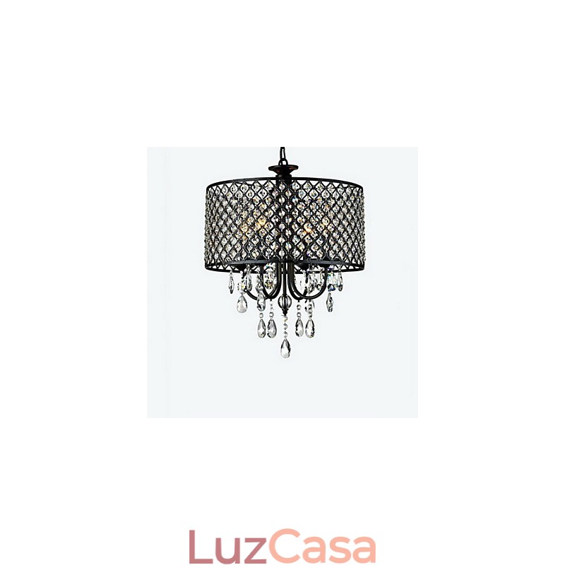 Lustre de cristal cromado clássico tradicional em metal