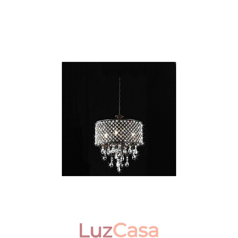 Lustre de cristal cromado clássico tradicional em metal
