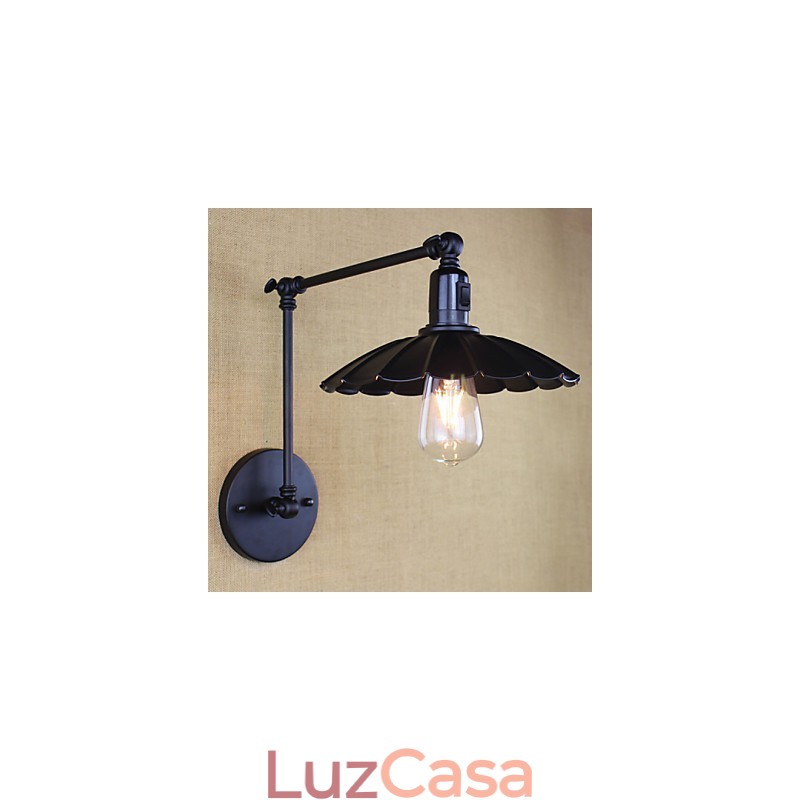 Lâmpada de cabeceira para quarto Hotel Engenharia Restaurante Retro Matte Black Belt Long Arm Double Switch Wall