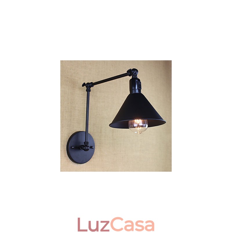 Interruptor de parede duplo de braço longo com cinto preto fosco retrô