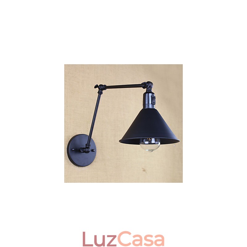 Interruptor de parede duplo de braço longo com cinto preto fosco retrô