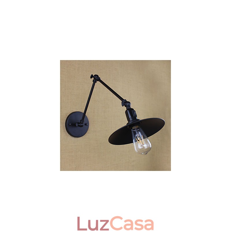 Interruptor de parede duplo de braço longo com cinto preto fosco retrô