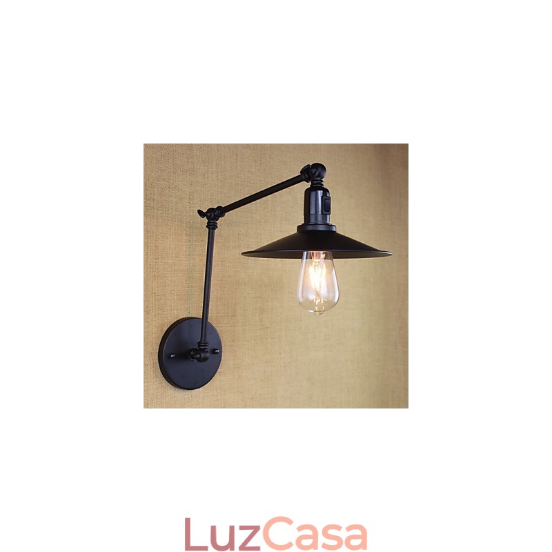 Interruptor de parede duplo de braço longo com cinto preto fosco retrô