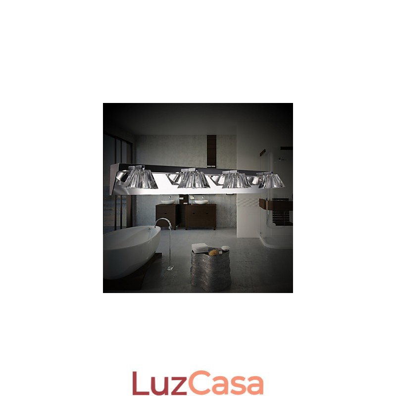 Luminária de parede moderna com cúpula de vidro 4 luzes espelho frontal