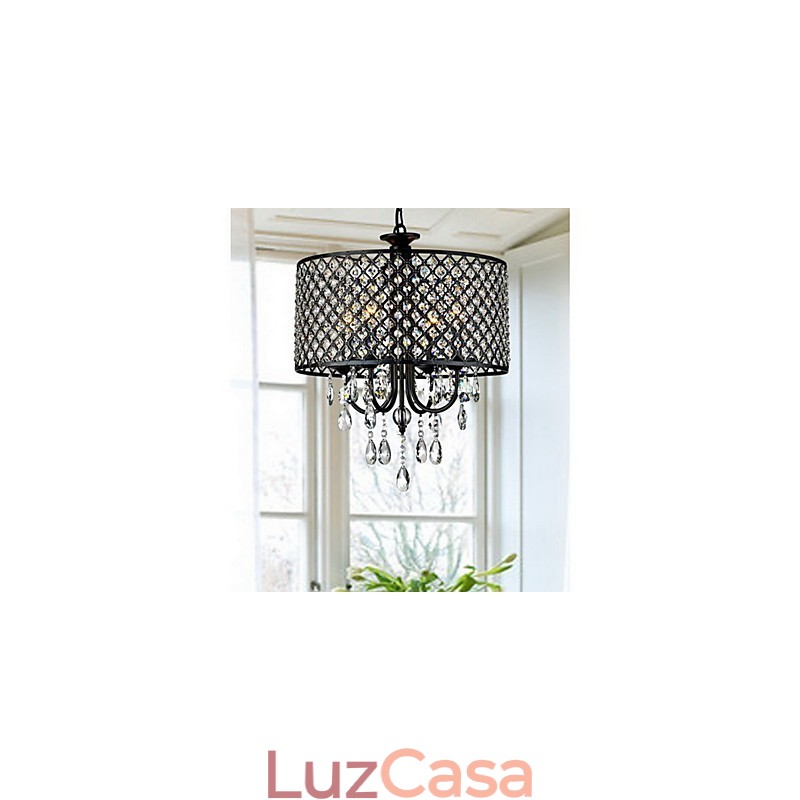 Lustre de cristal cromado clássico tradicional em metal
