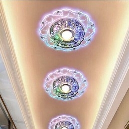 Luminária de teto de cristal Spotlight SMD 3W Lâmpada criativa Tubo de luz colorida Luz de cúpula colorida