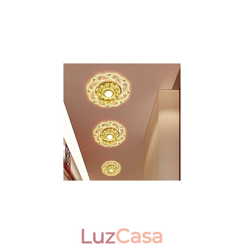 Luminária de teto de cristal Spotlight SMD 3W Lâmpada criativa Tubo de luz colorida Luz de cúpula colorida
