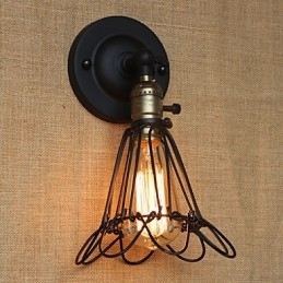 Aplique decorativo de parede estilo industrial americano cerca de malha de ferro
