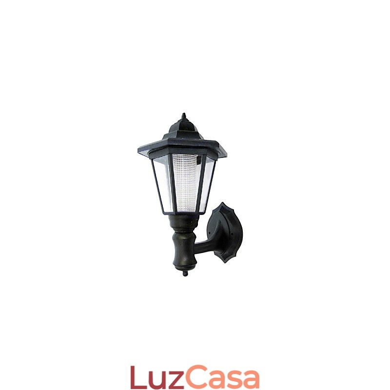 Luminária de parede com energia solar, abajur preto