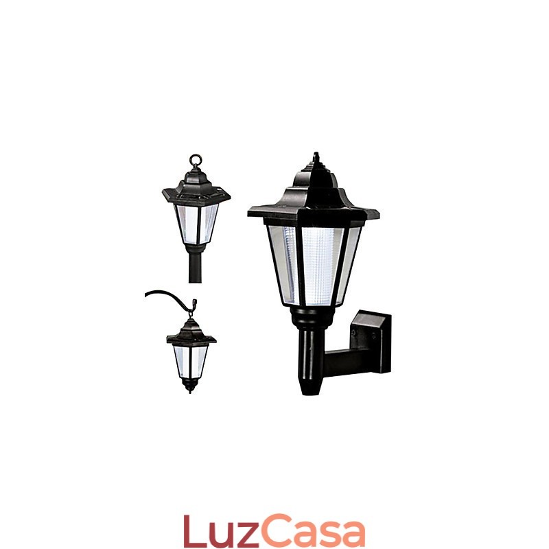 Luminária de parede com energia solar, abajur preto