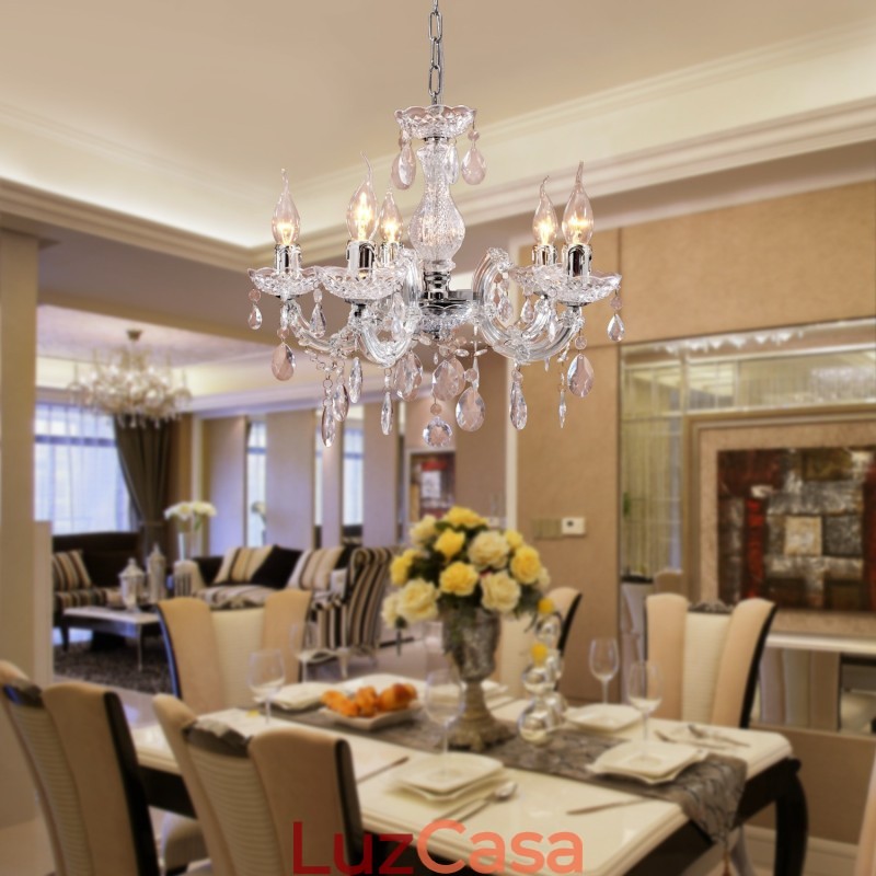 Upligh Chrome Lâmpada de Teto Luz de Vela Luminária de Acrílico Lustre Pingente