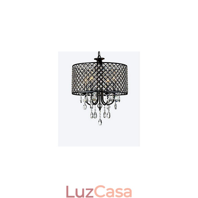 Lustre de cristal cromado clássico tradicional em metal