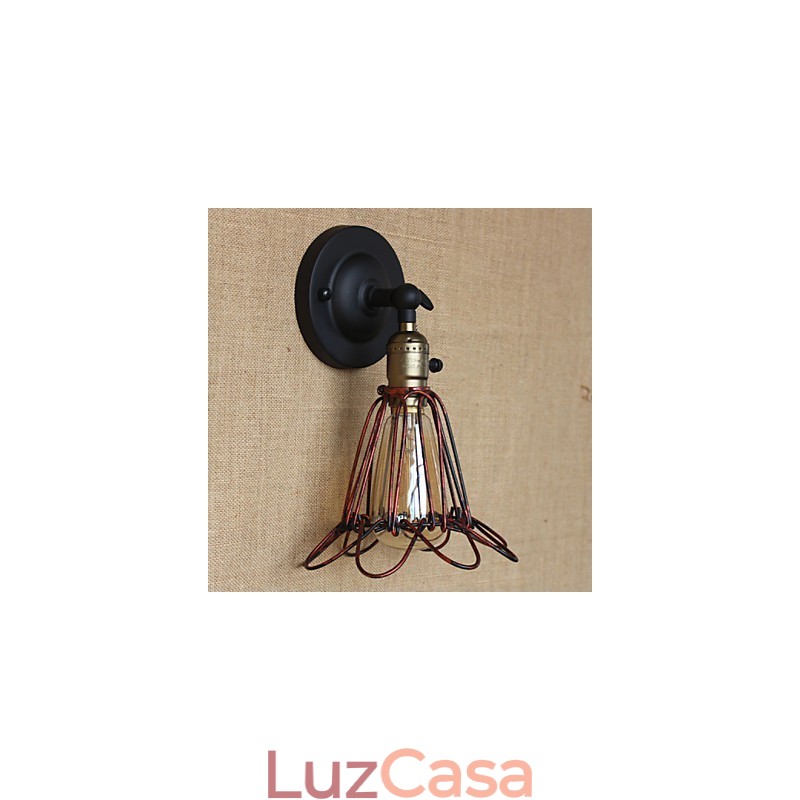 Cerca de estilo industrial americano em rede de ferro em bronze vermelho arandela decorativa
