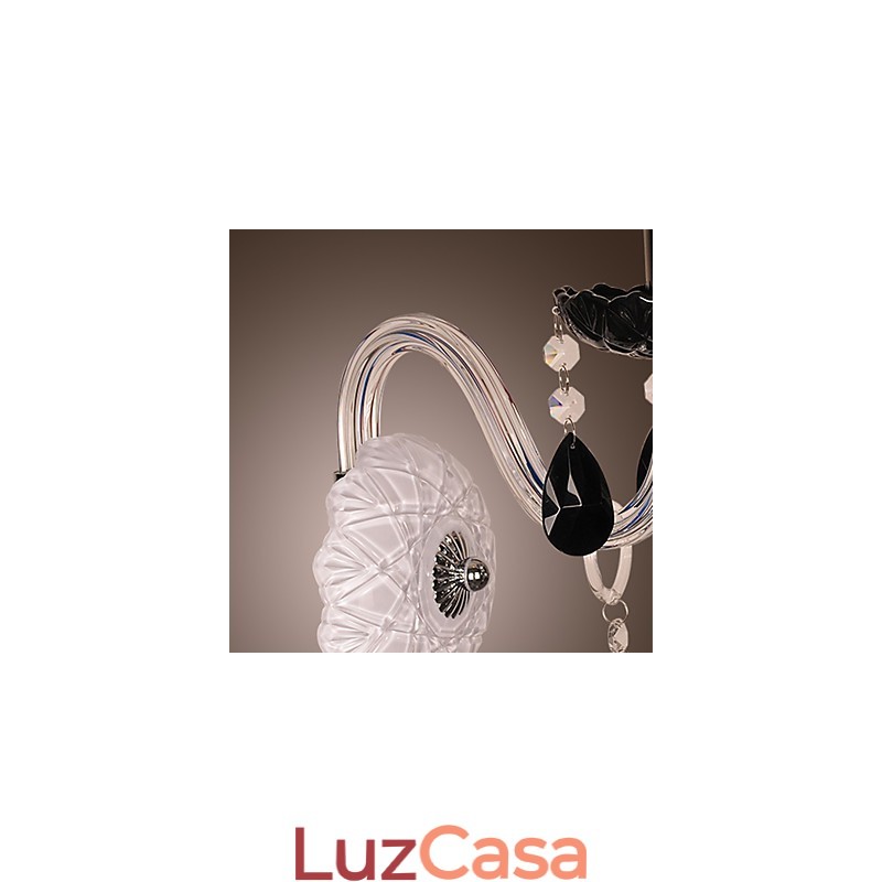 Luminária de parede de cristal preto com lâmpada de vela