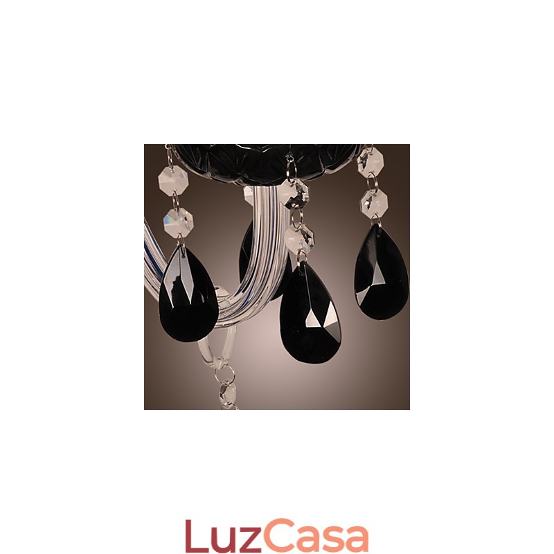 Luminária de parede de cristal preto com lâmpada de vela