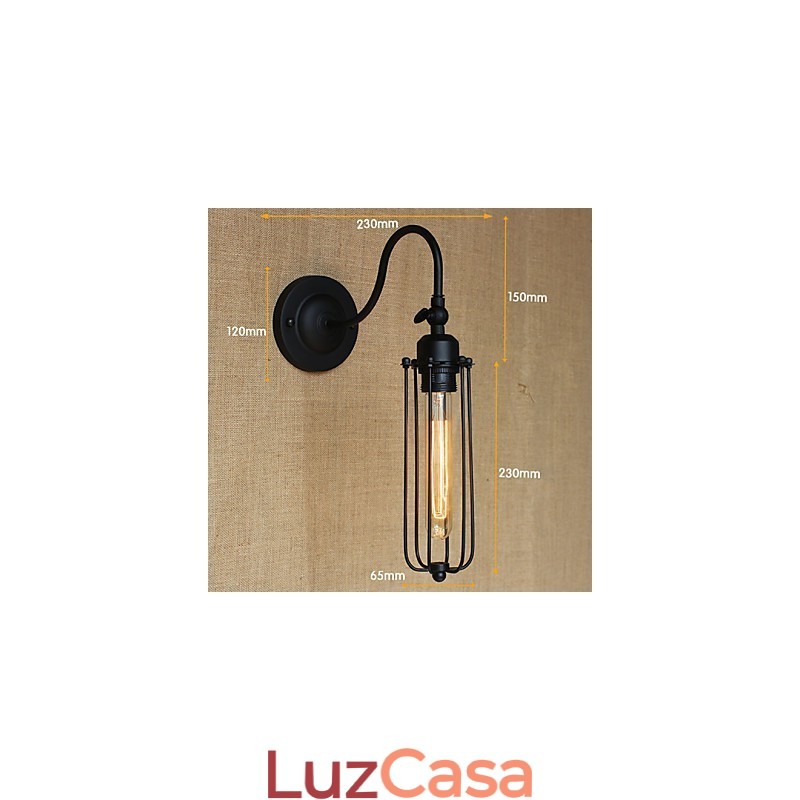 Luminária de parede minimalista, preta fosca, estilo country americano, para sala de estar, quarto, varanda, abajur de cabeceira