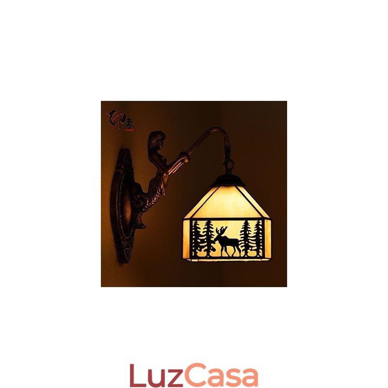 Natal Veado Europeu Contratado Rural Criativo Ferro Forjado Luminária de Parede Luzes de Vidro