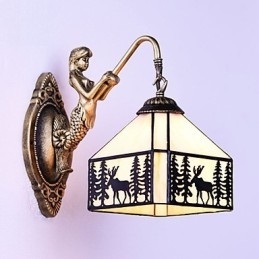 Natal Veado Europeu Contratado Rural Criativo Ferro Forjado Luminária de Parede Luzes de Vidro