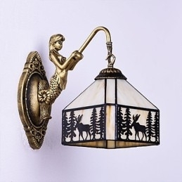 Natal Veado Europeu Contratado Rural Criativo Ferro Forjado Luminária de Parede Luzes de Vidro