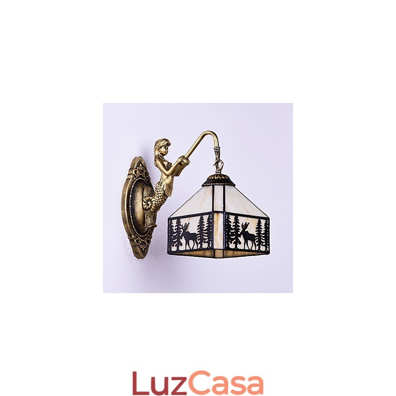 Natal Veado Europeu Contratado Rural Criativo Ferro Forjado Luminária de Parede Luzes de Vidro