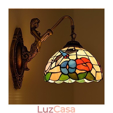 Luminária de parede de ferro forjado criativa rural contratada europeia com luzes de vidro Luminária de parede de ferro forjado criativa rural contratada europeia com luzes de vidro