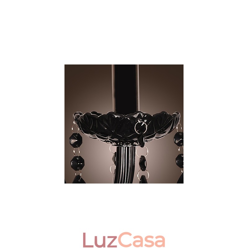 Luminária de parede de cristal preto com lâmpada de vela