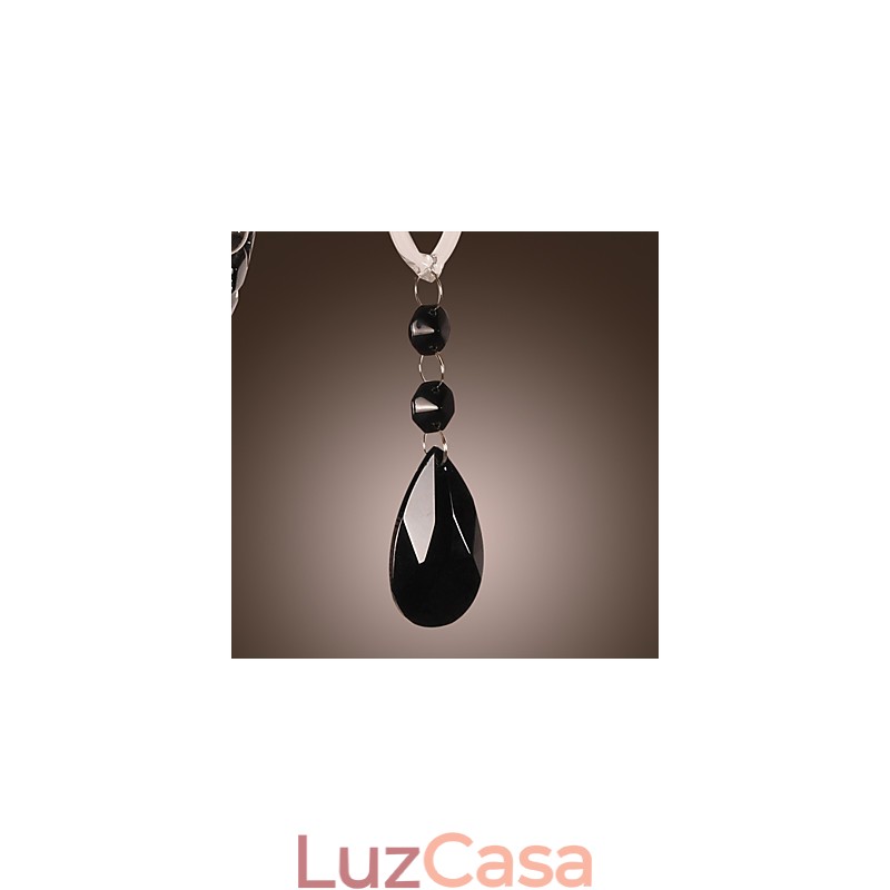 Luminária de parede de cristal preto com lâmpada de vela