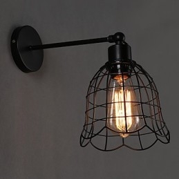 Luminária de parede industrial de cabeça única, luminária de parede tipo Europa contratada, luz de ferro forjado