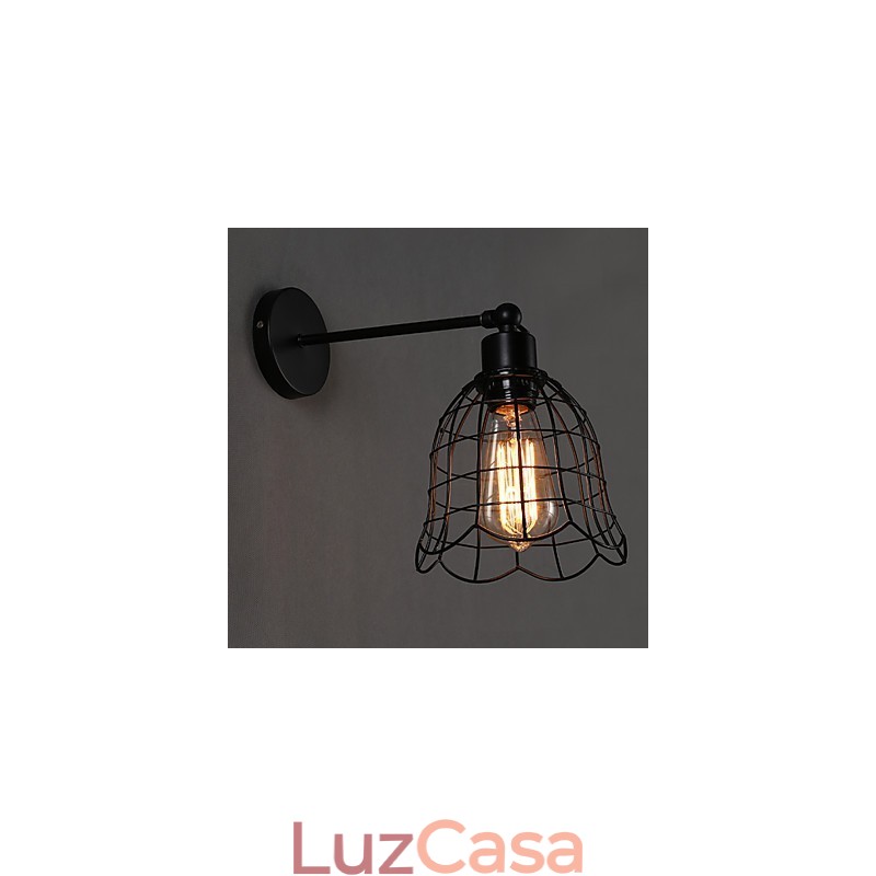 Luminária de parede industrial de cabeça única, luminária de parede tipo Europa contratada, luz de ferro forjado