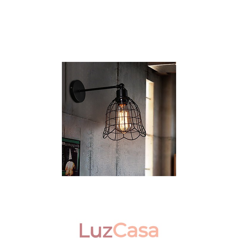 Luminária de parede industrial de cabeça única, luminária de parede tipo Europa contratada, luz de ferro forjado