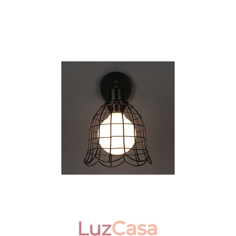 Luminária de parede industrial de cabeça única, luminária de parede tipo Europa contratada, luz de ferro forjado