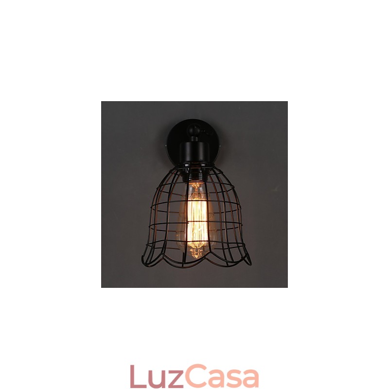 Luminária de parede industrial de cabeça única, luminária de parede tipo Europa contratada, luz de ferro forjado