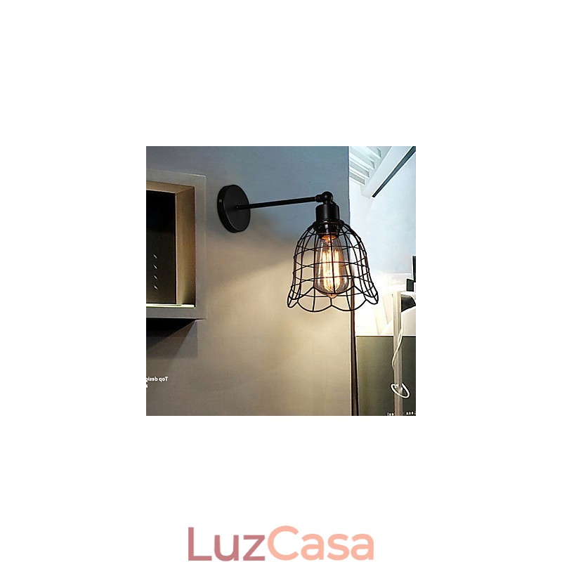 Luminária de parede industrial de cabeça única, luminária de parede tipo Europa contratada, luz de ferro forjado