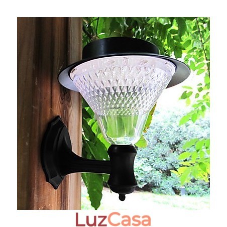 Lâmpada de parede para jardim, pátio, caminho, luz, energia solar, branca, para montagem na parede