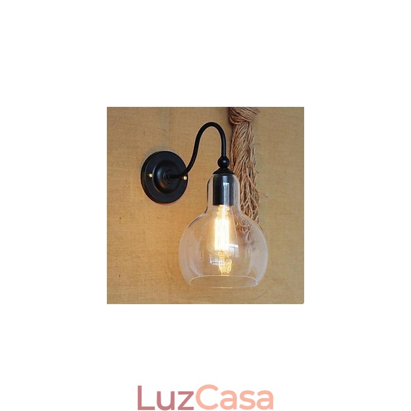 Luminária de parede moderna para restaurante, ferro forjado e vidro