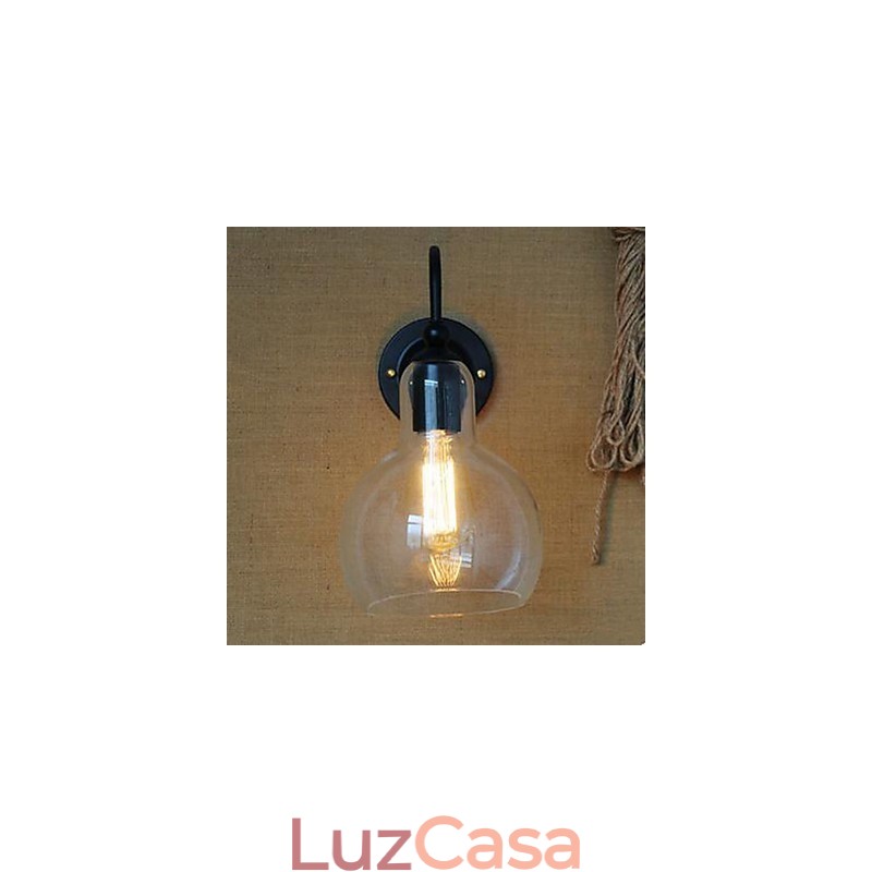Luminária de parede moderna para restaurante, ferro forjado e vidro