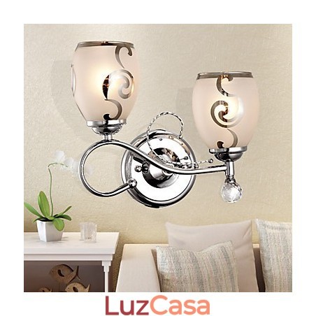 Luminária de parede de cristal contemporânea e contraída criativa em estilo europeu Luminária de parede de cristal contemporânea e contraída criativa em estilo europeu
