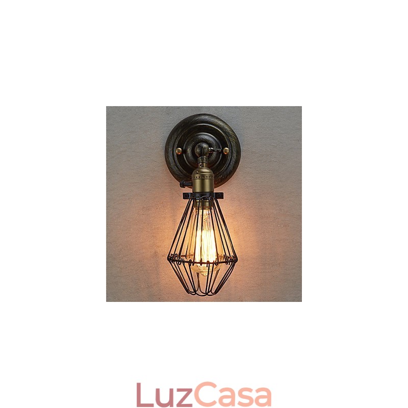 Luminária de parede estilo vintage com abertura e fechamento industrial, luminária de gaiola, loft, restaurando formas antigas, luminária de parede
