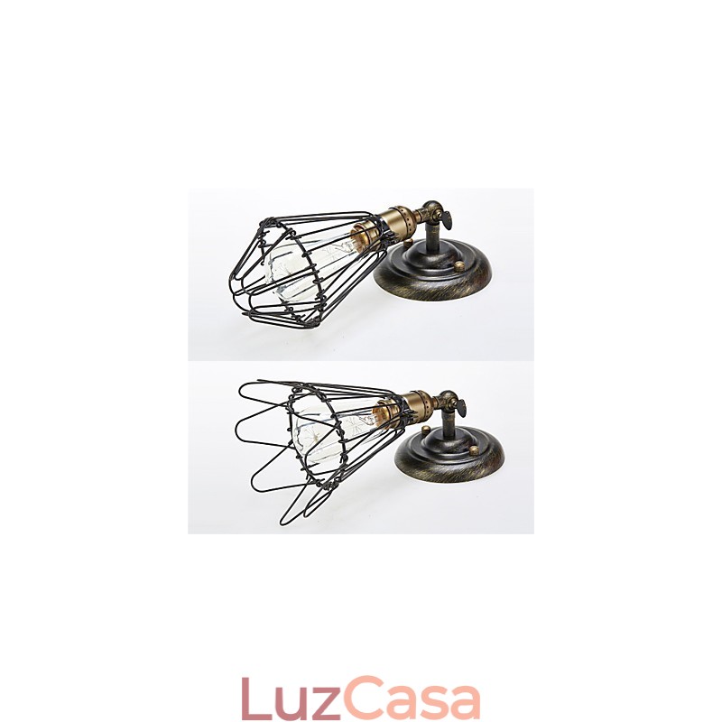 Luminária de parede estilo vintage com abertura e fechamento industrial, luminária de gaiola, loft, restaurando formas antigas, luminária de parede