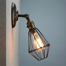 Luminária de parede estilo vintage com abertura e fechamento industrial, luminária de gaiola, loft, restaurando formas antigas, luminária de parede