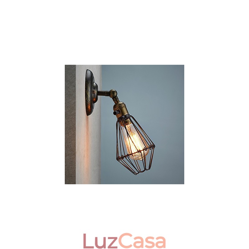Luminária de parede estilo vintage com abertura e fechamento industrial, luminária de gaiola, loft, restaurando formas antigas, luminária de parede