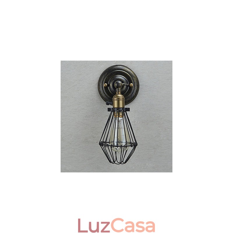 Luminária de parede estilo vintage com abertura e fechamento industrial, luminária de gaiola, loft, restaurando formas antigas, luminária de parede