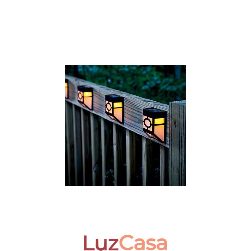 Luminária de parede com energia solar amarela quente para deck com 2 lanternas