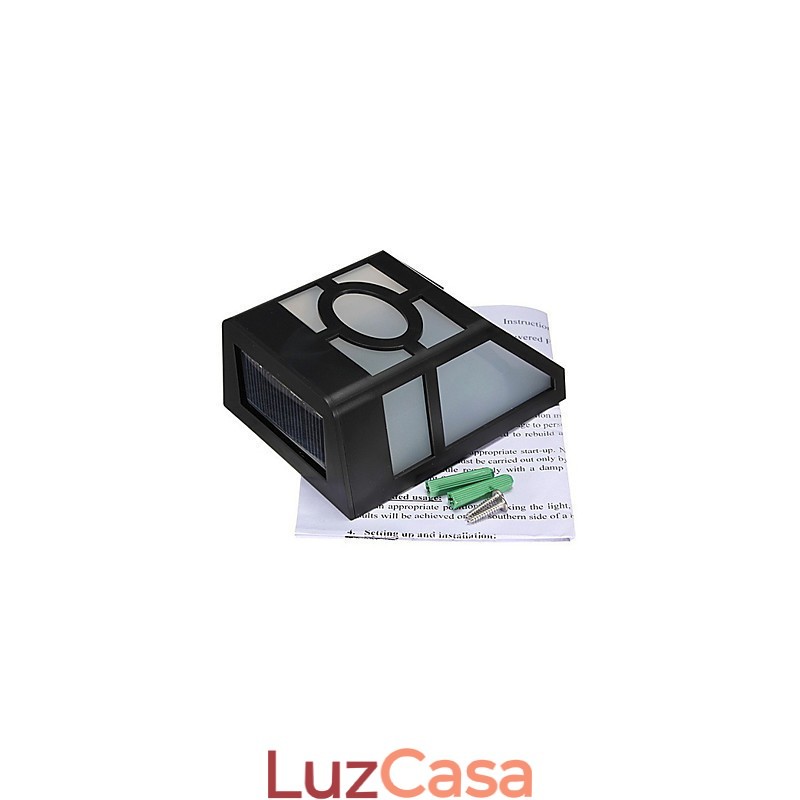 Luminária de parede com energia solar amarela quente para deck com 2 lanternas