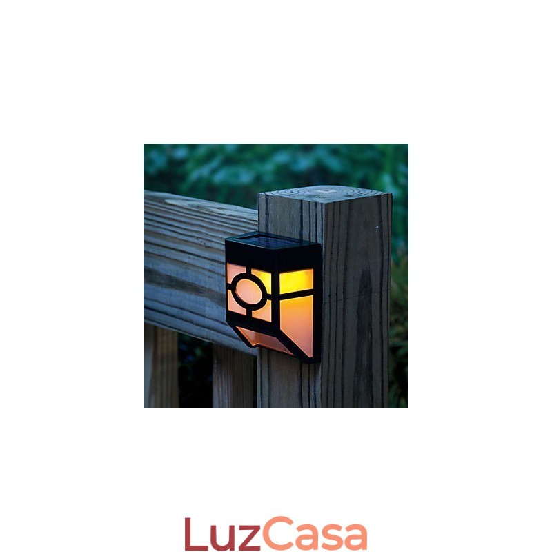 Luminária de parede com energia solar amarela quente para deck com 2 lanternas