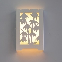 Moderno Criativo Branco Esculpir Padrões Ou Desenhos Em Madeira Bambu Lâmpada De Parede Luzes