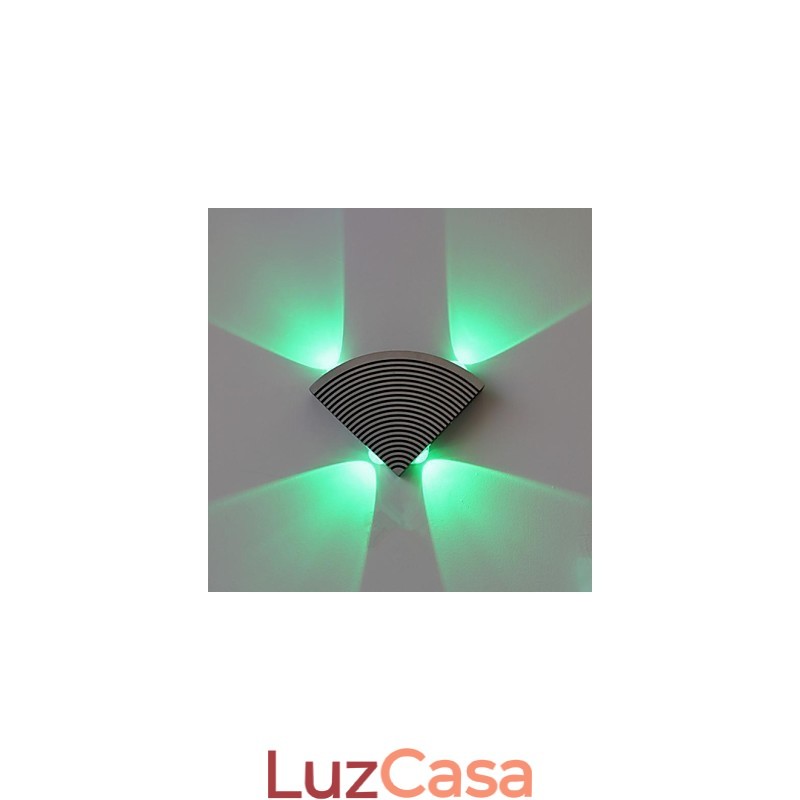 Luminária de parede Fan Quatro Luzes Verde Alumínio Acrílico